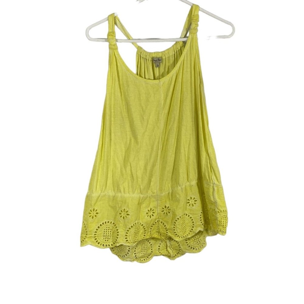 Chip & Pepper Womens Yellow Sphagetti Strap Scoop Neck Pullover Tank Top Size L